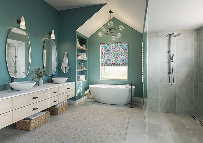 Bangalore Faux Silk, Turquoise - Motorised Roman Blind - Image 6